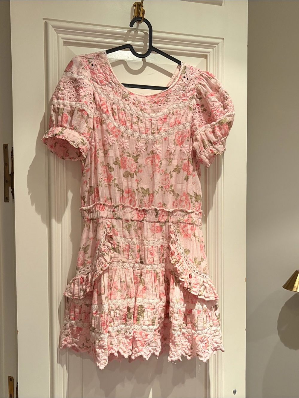 LoveShackFancy Pink Floral Mini Dress
